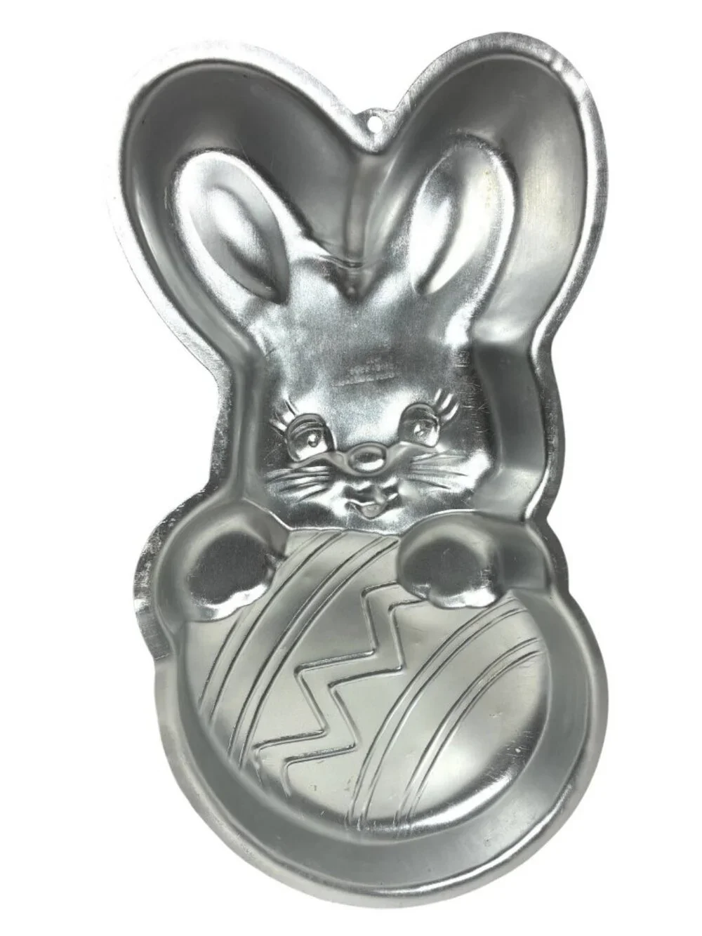 Wilton Peek-A-Boo Bunny Easter Egg Cake Pan Mold #2105-4395 Silver Aluminum VTG